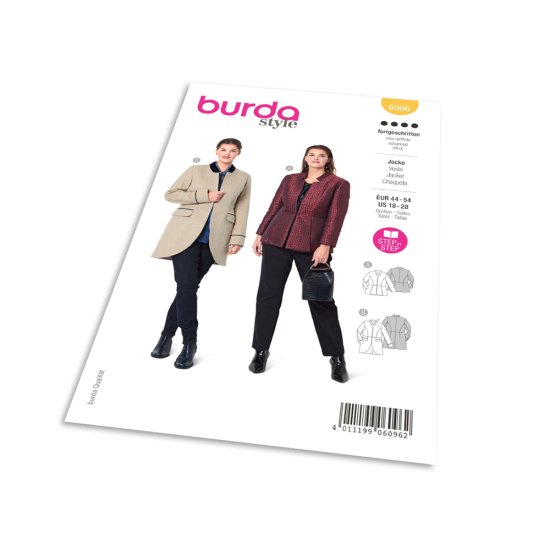 Burda Střih Burda 6096 - Sako peplum pro plnoštíhlé dlouhé sako