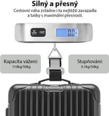 VYZIO® Váha na zavazadla, Přenosná digitální závěsná váha na zavazadla pro cestování, Váha na kufry do 50 kg | LUGSCALE