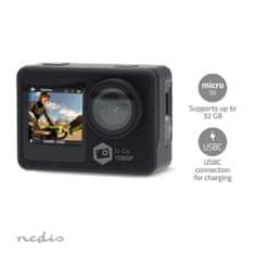 Nedis ACAM31BK Full HD sportovní kamera s předním displejem, Wi-Fi, vodotěsná