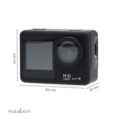 Nedis ACAM31BK Full HD sportovní kamera s předním displejem, Wi-Fi, vodotěsná