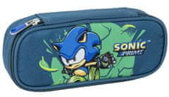 CurePink Penál na tužky Sonic Prime: Rychlost (23 x 9 x 5 cm)