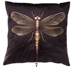 FARO Textil Povlak na polštář DRUK DRAGONFLY 40x40 cm zlatý/černý