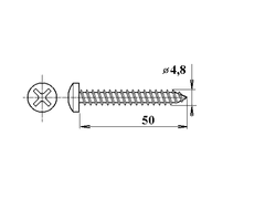 LanitPlast vrut do železa 4,8 x 50 mm půlkulatá hlava kříž