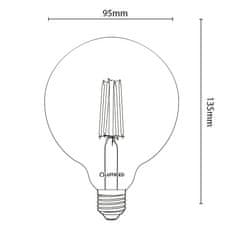 LUMILED LED žárovka E27 G125 4W = 40W 470lm 2000K Teplá bílá 360° Filament Globe Amber