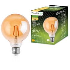 LUMILED LED žárovka E27 G125 4W = 40W 470lm 2000K Teplá bílá 360° Filament Globe Amber