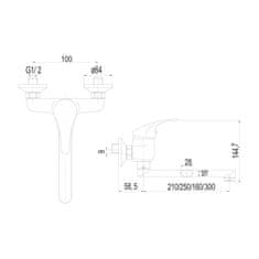 Mereo Lila dřezová baterie nástěnná 100 mm s ramínkem plochým rovným 160 mm CBEE302A02 - Mereo