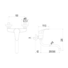 Mereo Sonáta dřezová baterie nástěnná 100 mm s ramínkem CB301A01N - Mereo