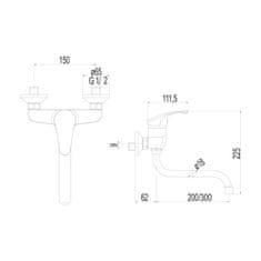 Mereo Sonáta dřezová baterie nástěnná 150 mm s ramínkem CB30101N - Mereo