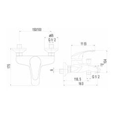 Mereo Sonáta vanová baterie nástěnná 150 mm bez příslušenství CB90103N - Mereo