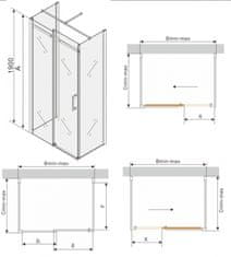 Mexen Mexen Omega 3stěnný sprchový kout, výsuvný 140x90, transp., chrom 825-140-090-01-00-3S - MEXEN