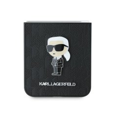 Karl Lagerfeld Originální kryt KARL LAGERFELD Saffiano Monogram Ikonik Pin KLHCZF6SAPKINPK pro Samsung Galaxy Z Flip 6 , barva černá