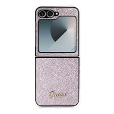 Guess Originální kryt GUESS 4G Glitter Script GUHCZF6HGGSHP pro Samsung Galaxy Z Flip 6 , barva růžová