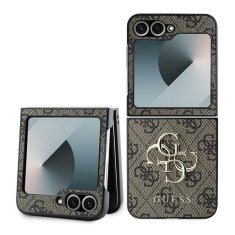 Guess Originální kryt GUESS Leather 4G Metal Logo GUHCZF64GMGBR pro Samsung Galaxy Z Flip 6 , barva hnědá