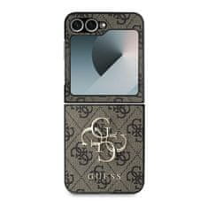 Guess Originální kryt GUESS Leather 4G Metal Logo GUHCZF64GMGBR pro Samsung Galaxy Z Flip 6 , barva hnědá