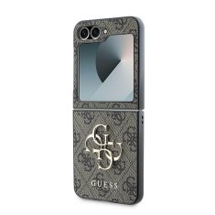 Guess Originální kryt GUESS Leather 4G Metal Logo GUHCZF64GMGBR pro Samsung Galaxy Z Flip 6 , barva hnědá