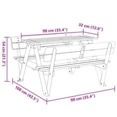 Petromila Piknikový stůl pro 4 děti s otvorem pro slunečník masivní jedle