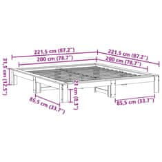 Vidaxl Postel bez matrace bílá 200 x 200 cm masivní borovice