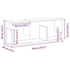 Vidaxl Nástěnná skříňka 80 x 20 x 30 cm hnědý dub kompozitní dřevo