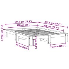 Vidaxl Postel bez matrace bílá 160 x 200 cm masivní borovice