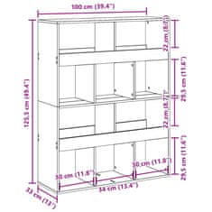 Vidaxl Knihovna betonově šedá 100 x 33 x 125,5 cm kompozitní dřevo