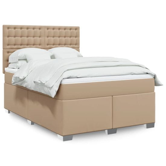 shumee vidaXL Box spring postel s matrací cappuccino 140x190 cm umělá kůže