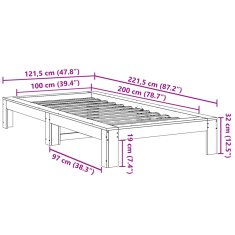 Vidaxl Postel bez matrace bílá 100 x 200 cm masivní borovice