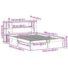 Vidaxl Postel s knihovnou bez matrace bílá 150x200 cm masivní borovice