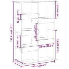 Vidaxl Knihovna old wood 100 x 33 x 155,5 cm kompozitní dřevo