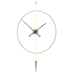 Mclock Designové nástěnné hodiny PP814 Pendulum Plus oak-gold mat-black 80cm