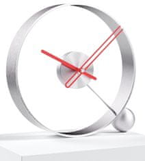 Mclock Designové stolní hodiny Endless brushed silver/red 32cm