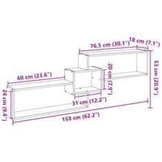 Vidaxl Nástěnná skříňka 158 x 18 x 53 cm kouřový dub kompozitní dřevo