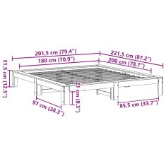 Vidaxl Postel bez matrace bílá 180 x 200 cm masivní borovice