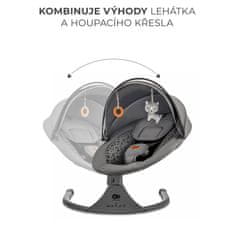 Kinderkraft Lehátko houpací s melodií 2v1 Lumi, do 9 kg, Premium Dark grey