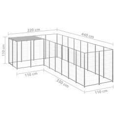 Vidaxl Psí kotec stříbrný 6,05 m² ocel