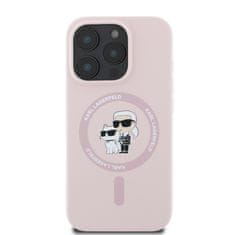 Karl Lagerfeld Zadní kryt Liquid Silicone Karl and Choupette MagSafe pro iPhone 16 Pro Max Pink