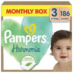 Pampers Pleny jednorázové Harmonie Baby vel. 3, 186 ks, 6kg-10kg