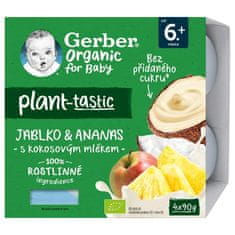 Gerber Organic 100% Dezert rostlinný jablko a ananas s kokosovým mlékem (4x 90 g)