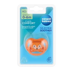 Canpol BABIES Dudlík silikonový symetrický Cute animals 0-6m 1ks oranžový