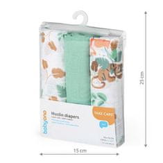 BabyOno Pleny mušelínové Super Soft 3 ks - Mint, 70x70 cm