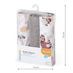 BabyOno Pleny mušelínové Super Soft 3 ks - Grey, 70x70 cm