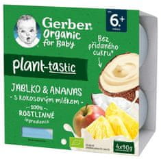 Gerber Organic 100% Dezert rostlinný jablko a ananas s kokosovým mlékem (4x 90 g)