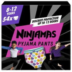 Pampers NINJAMAS Kalhotky plenkové Pyjama Pants Srdíčka, 54 ks, 8 let, 27kg-43kg