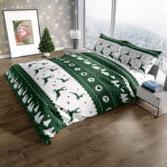 FARO Textil Bavlněné povlečení SCANDIC: Reindeer 220x200 cm + 2x 70x80 cm bílé/zelené