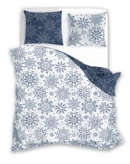 FARO Textil Bavlněné povlečení SCANDIC: Snowflakes 220x200 cm + 2x 70x80 cm bílé/modré