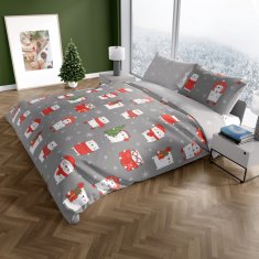 FARO Textil Bavlněné povlečení SCANDIC: TeddyBear 160x200 cm +2x 70x80 cm šedé/bílé