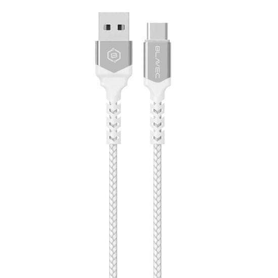 Universal datový kabel Raptor USB-TYP C 3A 0,5m Bílo-Stříbrný