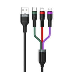 BASEUS Kabel KAKU KSC-481Yatu 3v1, USB/Micro USB, Lightning, USB-C, 1,2m černý