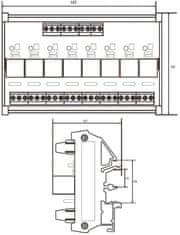 HADEX Modul relé 8x High Low spoušť. napáj. 12V, kontakt 230V/10A, na DIN