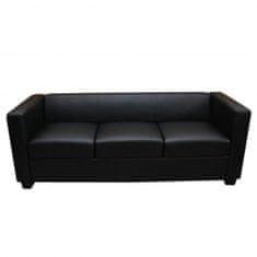 MCW 3místná pohovka lounge sofa Lille ~ kůže, černá