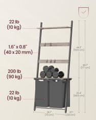 Songmics koš na prádlo s žebříkem, věšák na ručníky s košem na prádlo, 73 x 33 x 177 cm, věšák na ručníky, třídění prádla
